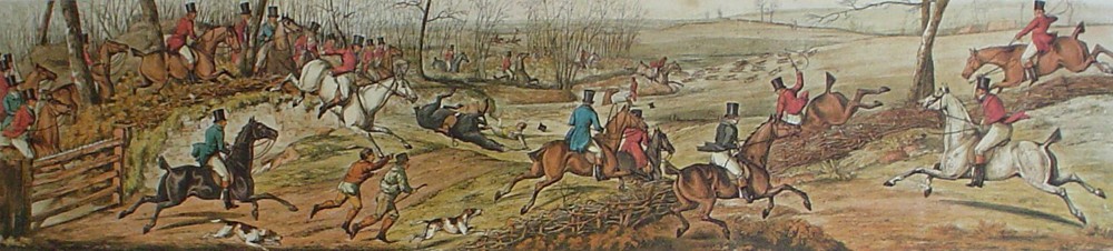 Breaking Cover by Henry Alken - restrike etching, hand-coloured original print