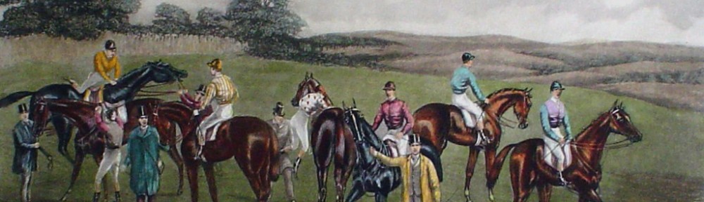 Steeplechase, The Paddock by GC Hunt and Son - restrike etching, hand-coloured original print
