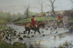 Crossing The Ford by George Wright - restrike etching, hand-coloured original print