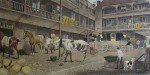 The Old Inn Yard by TNH Walsh - restrike etching, hand-coloured
