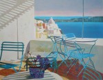 Terrasse Au Soleil/ Mediterranean View by George Blouin - original lithograph, signed and numbered 52/ 180