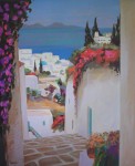 Mykonos by Jean Claude Carsuzan - offset lithograph vintage fine art poster print