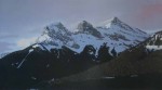 The Three Sisters by Leyda Campbell, signed and titled by artist, numbered 233/350 - offset lithograph limited edition print fine art reproduction of an acrylic painting of The Three Sisters mountains