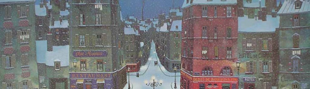 Nuit De Decembre by Michel Delacroix - offset lithograph reproduction vintage fine art print