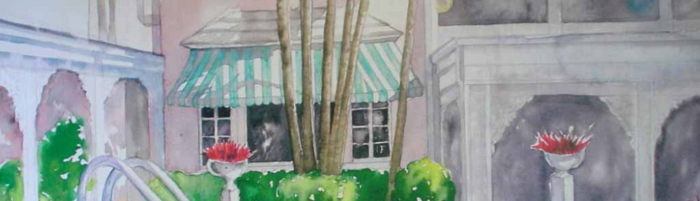 Poolside by Elyse - offset lithograph vintage fine art print reproduction