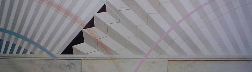 Fans 2, Earthtones (untitled) by Oscar Tejeda, signed - offset lithograph vintage 1987 fine art print