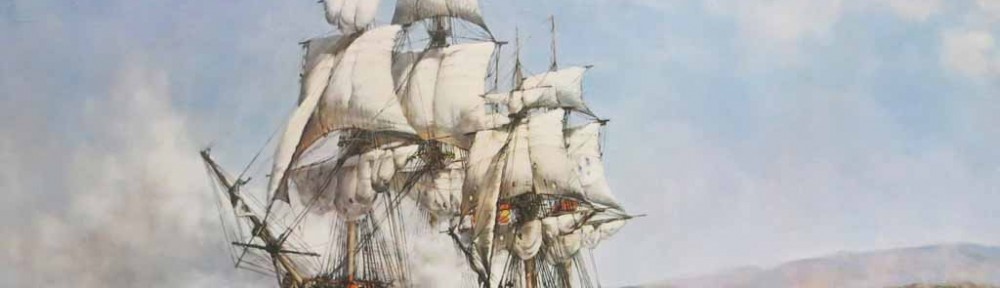 The Smoke Of Battle, The Gallant Speedy by Montague Dawson - offset lithograph reproduction vintage 1972 fine art print