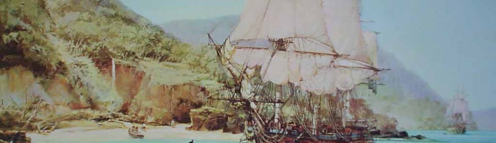 Pirate's Cove by Montague Dawson - offset lithograph reproduction vintage fine art print