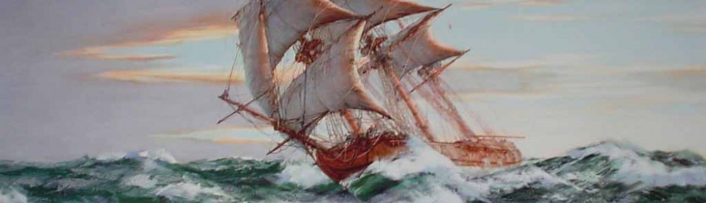 Dawn Chase by Montague Dawson - offset lithograph reproduction vintage 1974 fine art print