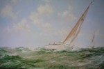 Salt Spray, The Yacht Mokota by Montague Dawson - offset lithograph reproduction vintage 1980 fine art print