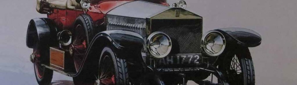 Rolls Royce Silver Ghost Alpine Eagle 1913 by M. Atkinson - offset lithograph reproduction vintage fine art print