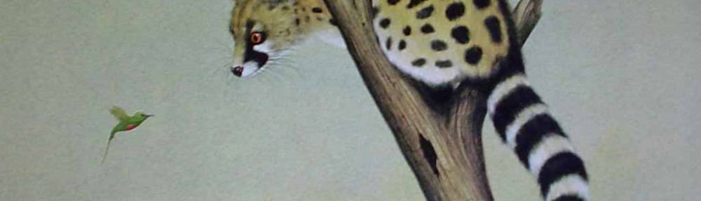 Genet And The Beautiful Sunbird by Andrew Cooper - offset lithograph reproduction vintage fine art print