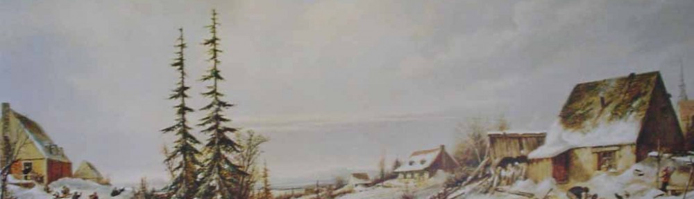 Playtime, Village School by Cornelius Krieghoff - offset lithograph reproduction vintage fine art print