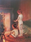 After The Bath by Paul Peel - offset lithograph reproduction vintage fine art print