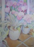 Tulips On Terra Cotta by Lori Quarton - offset lithograph reproduction vintage 1988 fine art print