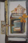 Les Nouvelles by Jutta Ritter-Scherer, signed by artist, published by Meridian Publishing - offset lithograph reproduction with metallic and real gold foil insets vintage fine art print