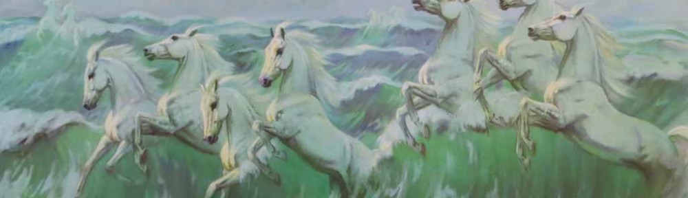 The Wild White Horses by Violet Skinner - offset lithograph reproduction vintage fine art print