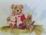 Amanda's Friends: Let's Play Ball by Wendy Tosoff - offset lithograph reproduction vintage fine art print