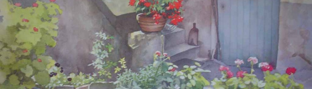 Young Girl And Geraniums, untitled by C. Dequeker, published by Pierre Hautot S.A, printed in France - offset lithograph reproduction vintage fine art print