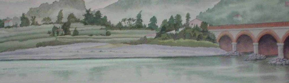Hill Village by Jeane Duffey, 18x24, printed in England - offset lithograph reproduction vintage fine art print