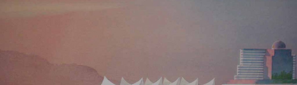 Canada Pavilion 1986 by Thomas J. Huntley, signed by artist - offset lithograph reproduction vintage fine art print