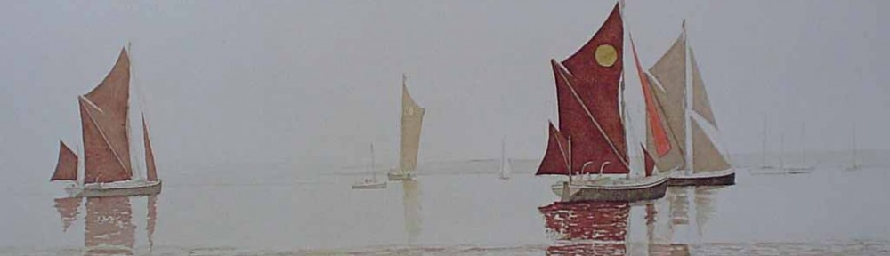Barge Race, Essex by Colin Kirby-Green. Published by Il Grigo S.R.L. Milano, printed in Italy. - offset lithograph reproduction vintage fine art print