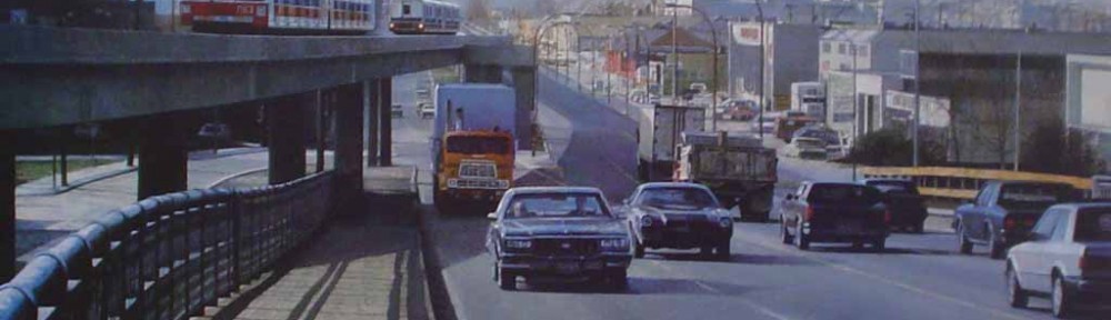 Skytrain To Vancouver 1986 by Alan Wylie, signed by artist - offset lithograph reproduction vintage fine art print