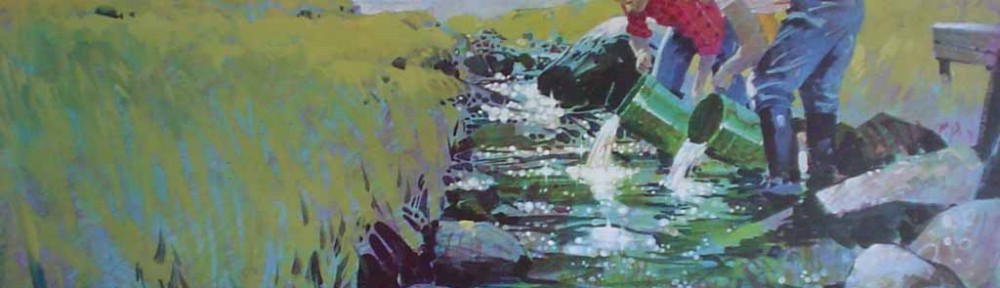 Salmon For Tomorrow by Robert Genn - limited edition of 300, vintage offset lithograph fine art reproduction, signed and numbered AP 3/30 by artist
