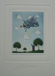 Sagittarius/Schütze by Volker Kühn (ie. Volker Kuehn) - German Zodiac original hand-coloured etching signed by artist