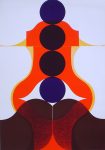 Four Purple Circles Abstract (untitled) by Theo Braun - 1975 original serigraph/silkscreen, signed in plate, one of 13 different serigraphs from "Künstlerkalendar '75" , an oversized calendar featuring original serigraphs from 13 European artists, © 1975 Verlag F. Bruckmann KG, München (Bruckmann Publishing, Munich)