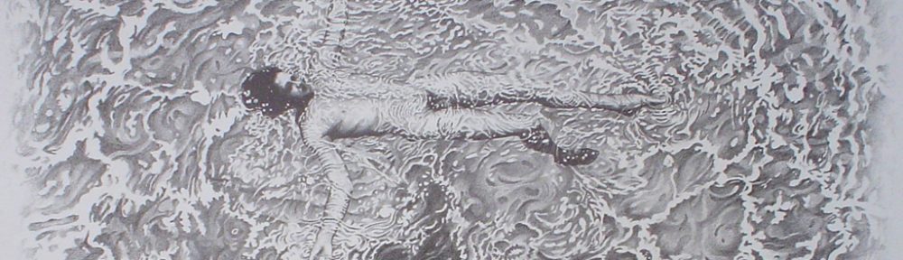 (Floating Man) "Only Today I Learned of Passionate Joy And Do Not Know As Yet What It Means" by Robert Moon - original limited edition lithograph, numbered 3/50, titled and signed by Robert Moon, created circa 1971, large sheet size, 28x38 inches/71x97cm (KerrisdaleGallery.com)