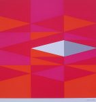 Red Diamonds Abstract (untitled) by Karl Georg Schmidt - 1975 original serigraph/silkscreen, signed in plate, one of 13 different serigraphs from "Künstlerkalendar '75" , an oversized calendar featuring original serigraphs from 13 European artists, © 1975 Verlag F. Bruckmann KG, München (Bruckmann Publishing, Munich)