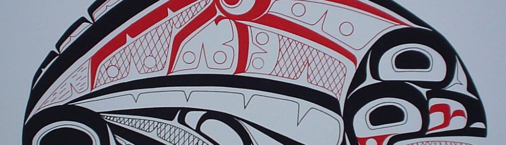 Halibut by Roy Henry Vickers - original print limited edition serigraph/silkscreen - in lower image area, in pencil: numbered 144/195, dated 19/1/76, titled "Halibut" in lower left; signed "Roy Henry Vickers, Tsimsian Tribe, Kitkatla B.C." at lower right - sheet size 12x15 inches/30x38 cm (KerrisdaleGallery.com)