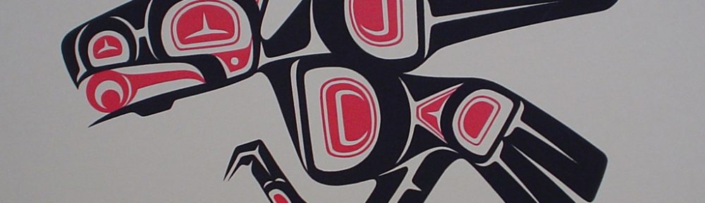 Raven by Clarence A. Wells, Gitxsan Pacific Northwest Coast First Nations contemporary Native artist - vintage original 1977 limited edition serigraph/silkscreen print - under image in pencil by artist: dated March '77, titled Raven, signed Clarence A. Wells, numbered 150/180 - sheet size 13x17 inches/ 33x43 cm (KerrisdaleGallery.com)