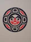 Moon Spirit by Clarence A. Wells, Gitxsan Pacific Northwest Coast First Nations contemporary Native artist - vintage original 1978 limited edition serigraph/silkscreen print - under image in pencil by artist: dated March '78, titled Moon Spirit, signed Clarence A. Wells, numbered 145/150 - sheet size 17x13 inches/ 43x33 cm (KerrisdaleGallery.com)