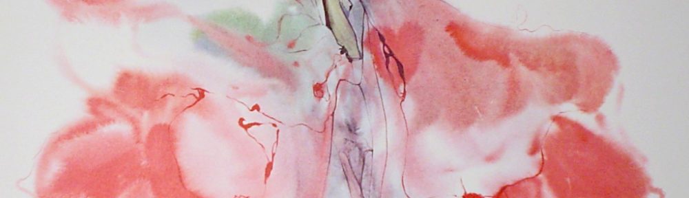 KerrisdaleGallery.com - Stock ID#MG004ph - "Red Amaryllis With Bud" by Klaus Meyer Gasters - vintage 1970's/1980's offset lithograph reproduction watercolour collectible fine art print (size approx. 15 x 18.5 inches/ ca 38 x 47 cm) - KerrisdaleGallery.com