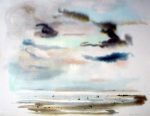 "Blue Sky Many Sailboats" by Klaus Meyer Gasters - vintage 1970's/1980's offset lithograph reproduction watercolour collectible fine art print (size approx. 15 x 18.5 inches/ ca 38 x 47 cm) - KerrisdaleGallery.com