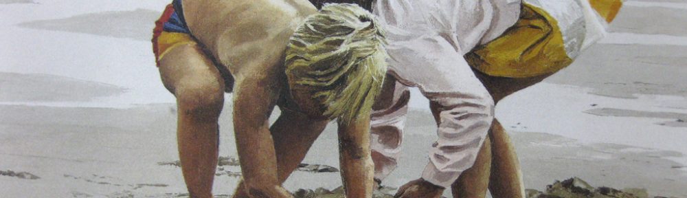 KerrisdaleGallery.com - stock ID#RP271ph-snt - Sand Ducks by Paul Rupert, shown as closeup detail - Limited Edition 271/950, 1987 offset lithograph; numbered, titled and signed in pencil by the artist