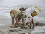 KerrisdaleGallery.com - stock ID#RP271ph-snt - Sand Ducks by Paul Rupert, shown as closeup detail - Limited Edition 271/950, 1987 offset lithograph; numbered, titled and signed in pencil by the artist
