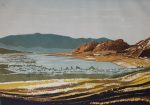KerrisdaleGallery.com - stock ID# WG028sh-sntd - Osoyoos, B.C. (Canada), 1965 by George Weber, numbered 28/30, titled, signed, dated in pencil by artist - historical original screenprint/silkscreen/serigraph, created in a limited edition of 30.