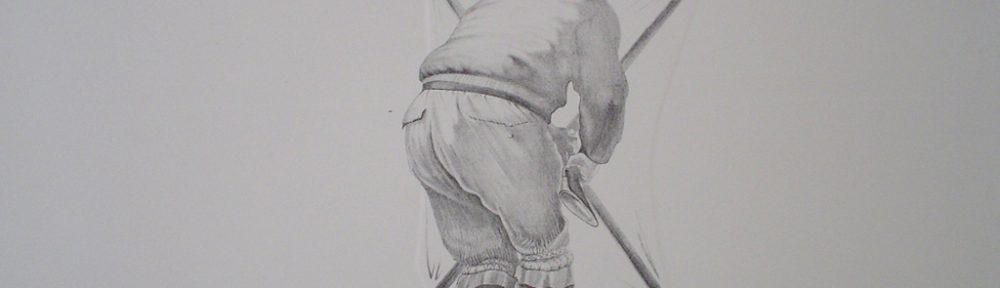 KerrisdaleGallery.com - Stock ID#tr710lh-sntd - Seal Hunter by Roy Tomlinson, closeup view - 1979 original lithograph with embossing. Signed, titled, dated and numbered 10/24