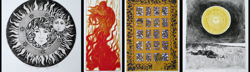 KerrisdaleGallery.com - Stock ID#BR702ev-snt-Px11 - "Ten Etchings From Wm. Shakespeare's Sonnets" by Rita Briansky - a limited edition Portfolio of 11 etchings (10 sonnets and 1 title page), each numbered 61/75, titled and signed in pencil by the artist. Illustrated are William Shakespeares's Sonnets 2, 3, 12, 14, 19, 24, 25, 30, 35 and 52. The Sonnets are included, each text printed on a separate sheet. The suite is presented in a green fabric hard-cover Portfolio. Published in 1972 by Waddington Galleries, Montreal.
